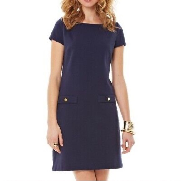 Lilly Pulitzer Layton Shift Dress Navy Blue Short Sleeve Style 82420 Size XS - Picture 1 of 7